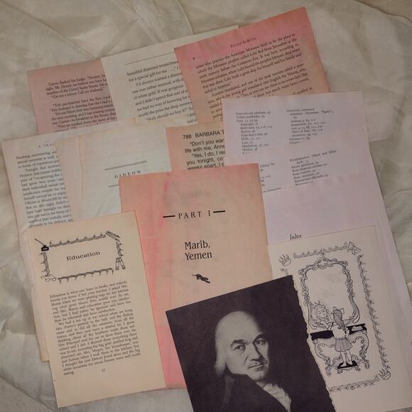 50 Pink Dyed Book Pages, Hand Dyed Papers, Junk Journal Supply - Picture 2 of 7